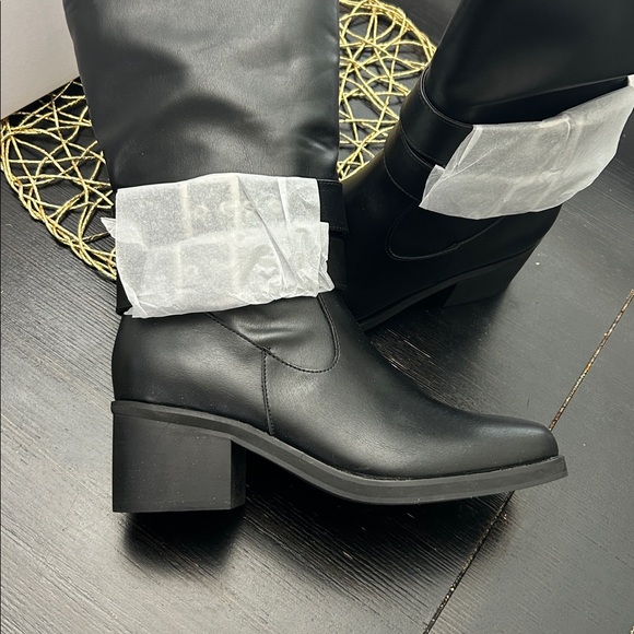 The Drop Women's Sage Tall Biker Boot with Buckles, Black, NWT - Picture 10 of 10